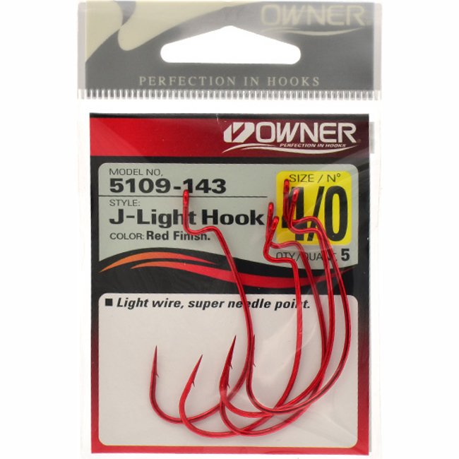 5109-4/0 J-Light Worm Hook Red