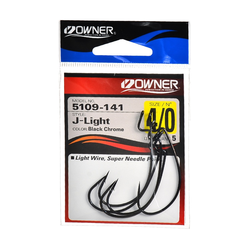 5109-4/0 J-Light Worm Hook BL