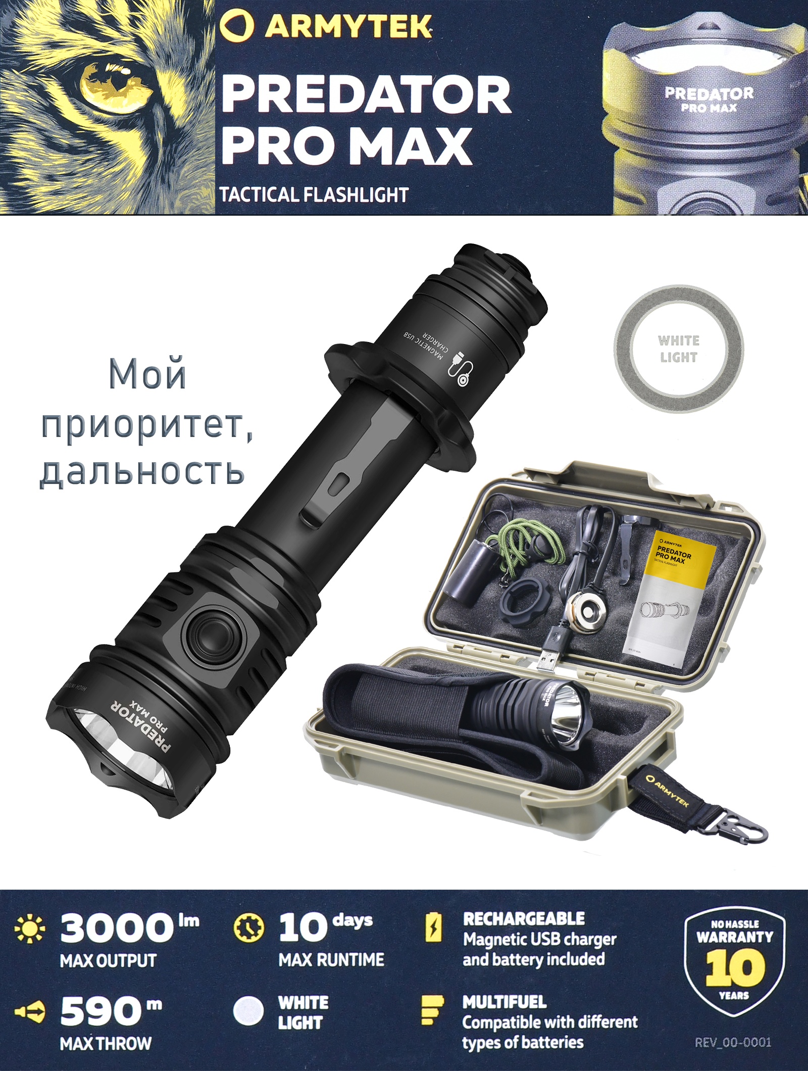 F08201C Predator Pro Max Magnet USB (белый) - фото