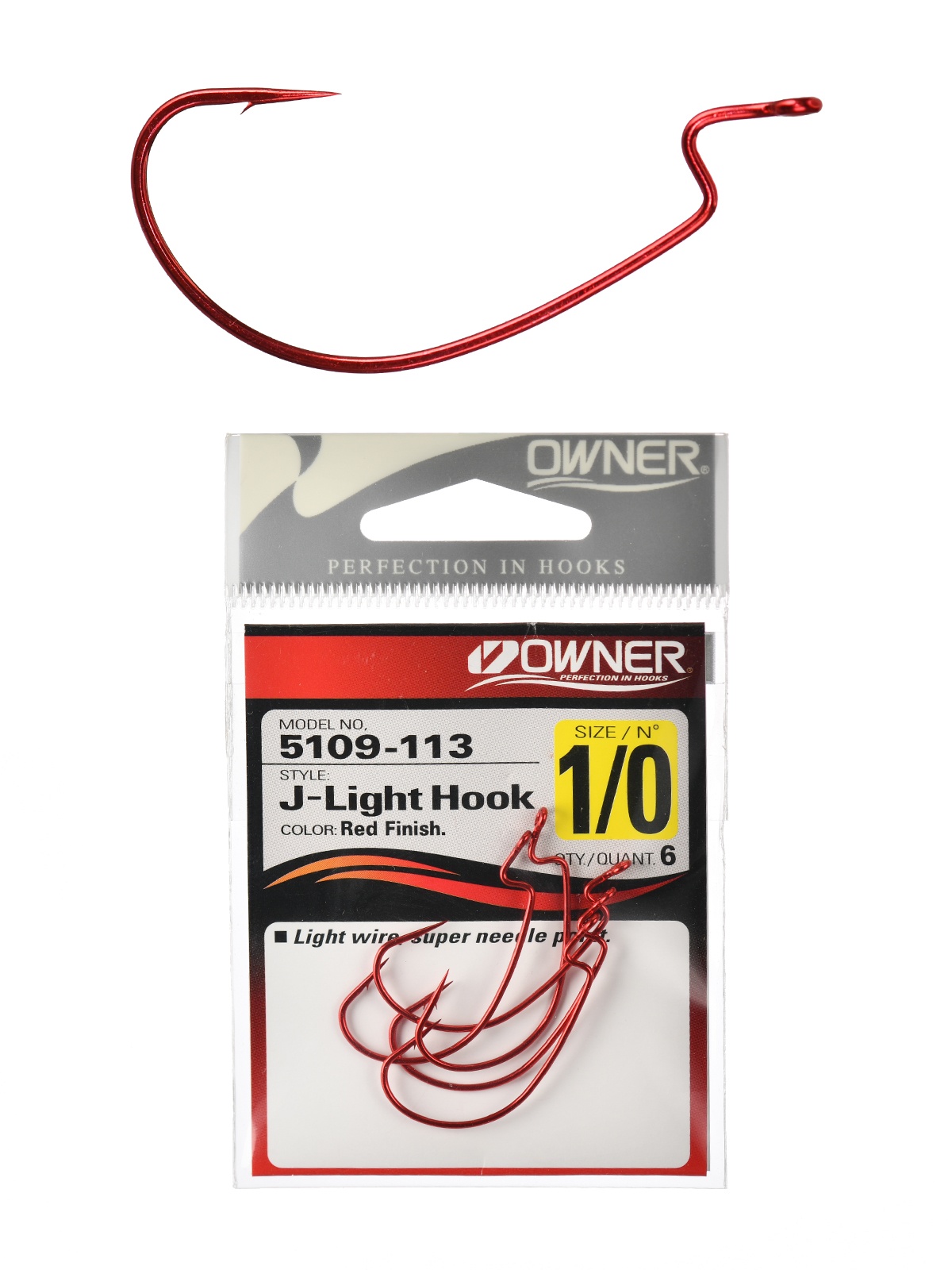 5109R-1/0 J-Light Worm Hook