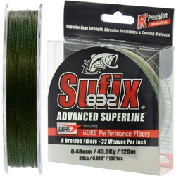 Sufix 832 Braid Lo Vis  0,48*120 Green - фото