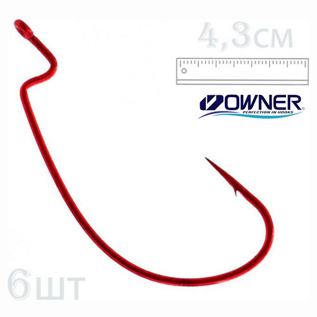 5109-2/0 J-Light Worm Hook Red