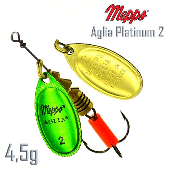 Блесна вращающаяся Mepps Aglia Platinum 2 Gold Green