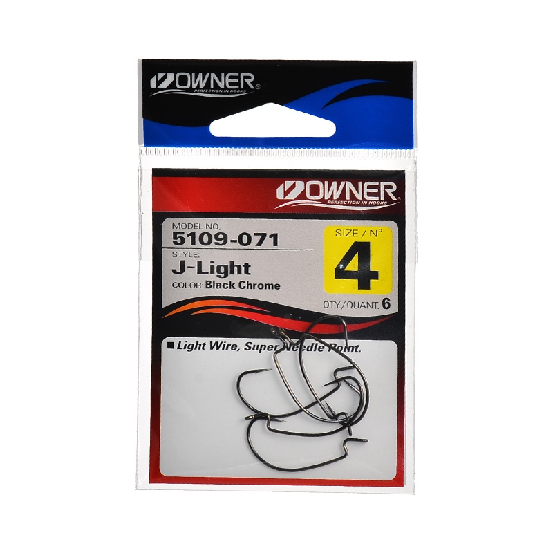 Крючки Offset 5109-04 J-Light Worm Hook BL