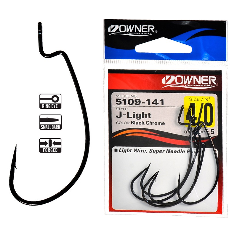 5109-4/0 J-Light Worm Hook BL