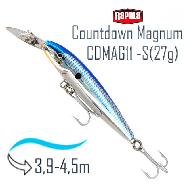 Воблер Rapala CDMAG11 SB Countdown Magnum