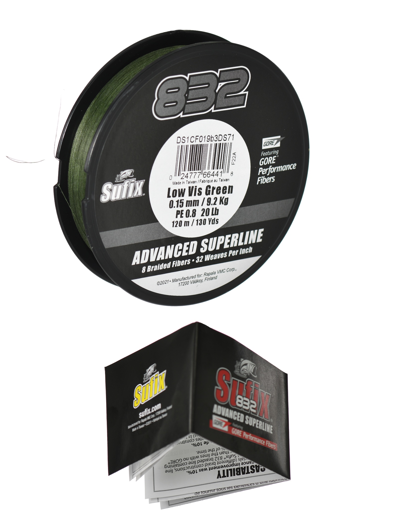 Sufix 832 Braid Lo Vis  0,15*120 Green