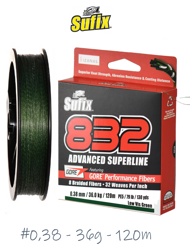 Sufix 832 Braid Lo Vis  0,38*120 Green - фото