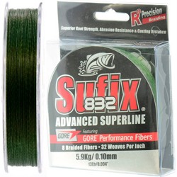 Sufix 832 Braid Lo Vis  0,10*120 Green - фото