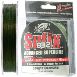 Sufix 832 Braid Lo Vis 0,10*135 Green - фото